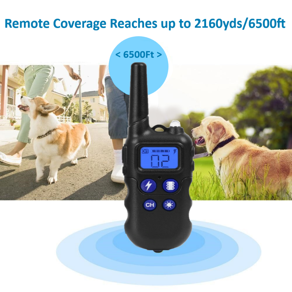 6500-Ft Long Range Walkie-Talkie Rechargeable Waterproof Dog Training Collar with Beep/Vibrate/Shock Modes