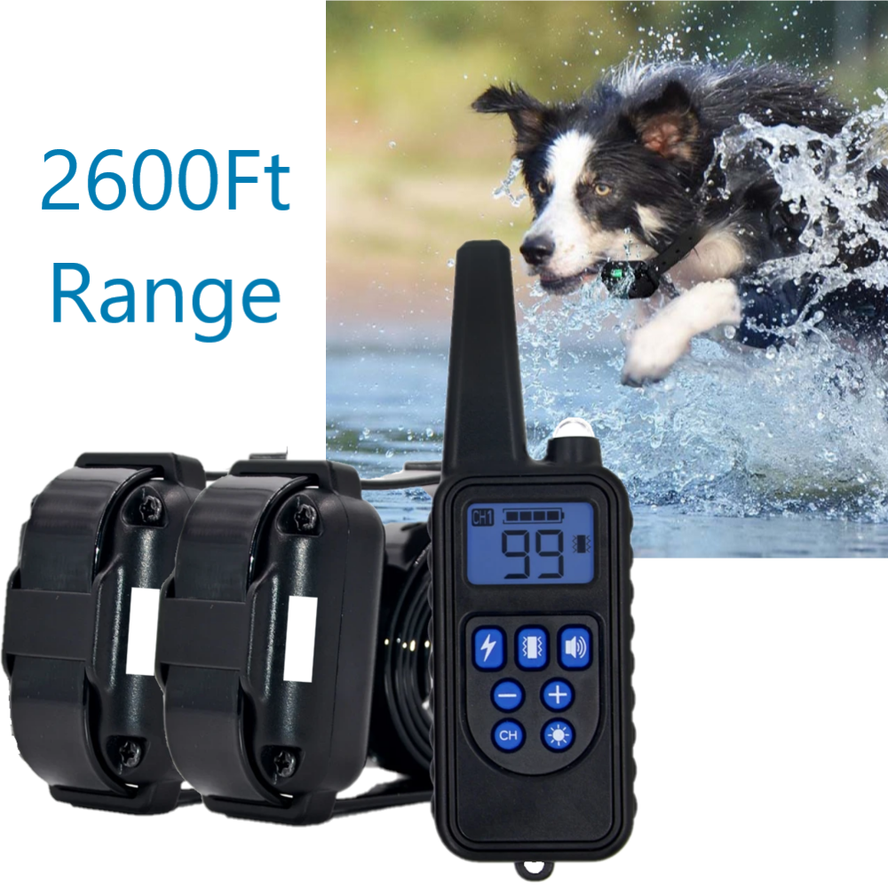 Extended Range Waterproof Remote Control Dog Training Collar with LED Light