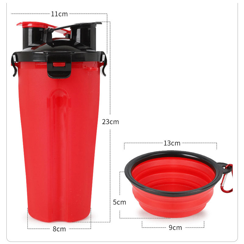 2 in 1 Portable Dog Food And Water Dispenser With Collapsible Bowls